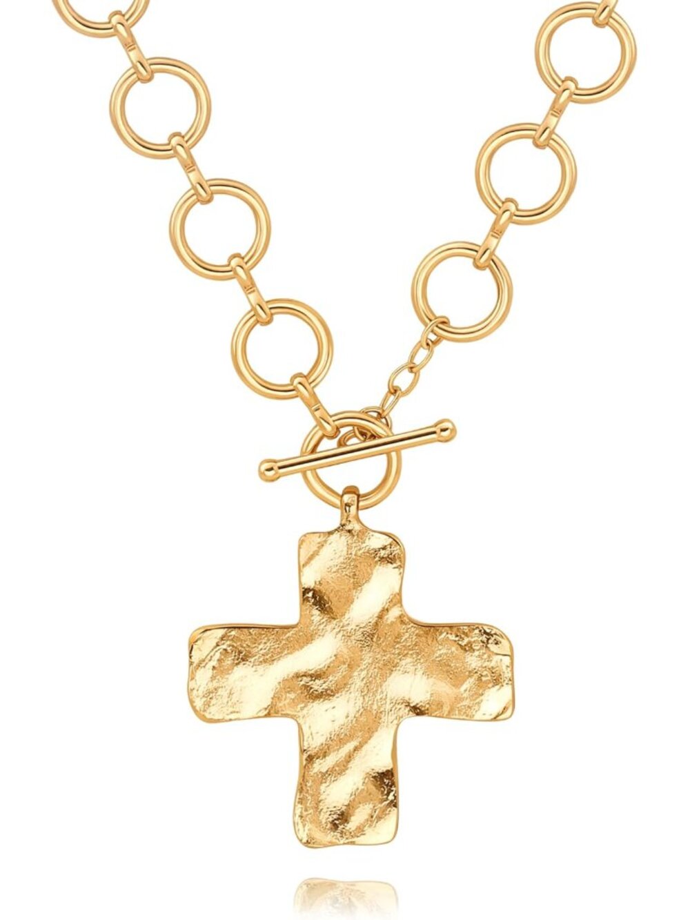 18k Gold Plated Chain Link Necklace for Women, Baroque Pearl/Compass Pendant Nec